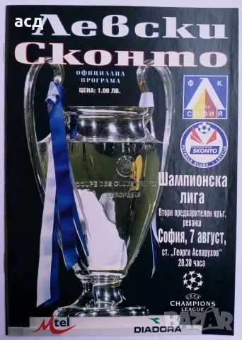 Футболна програма Левски -Сконто Рига 2002