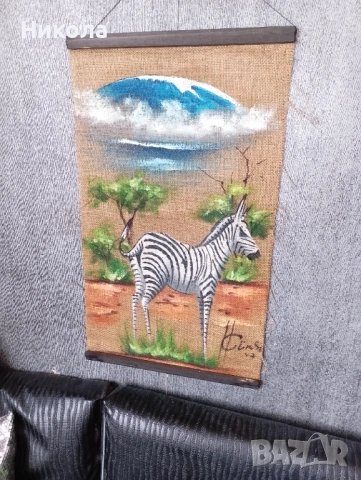 Дърворезба-слон,африкански картини върху зебло, снимка 9 - Декорация за дома - 51393931