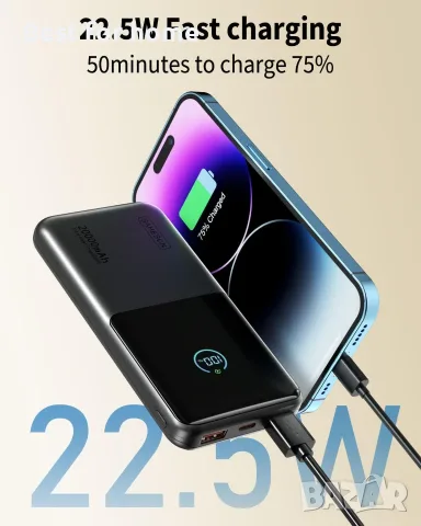 Външна батерия 20000mAh, преносимо зарядно устройство, снимка 2 - Външни батерии - 55396562
