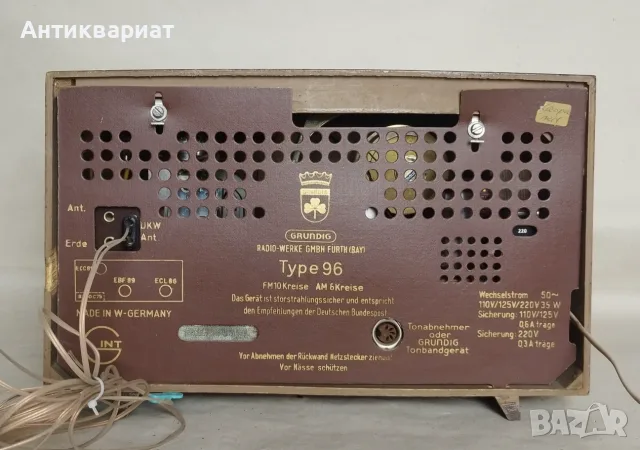 Лампово радио Grundig Type 96 / Германия, снимка 3 - Радиокасетофони, транзистори - 55533470