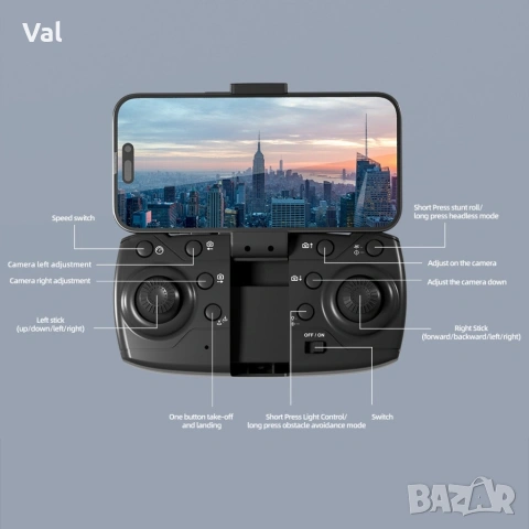 WIFI FPV професионален мини RC сгъваем дрон със 1080px камера, снимка 3 - Дронове и аксесоари - 54841889