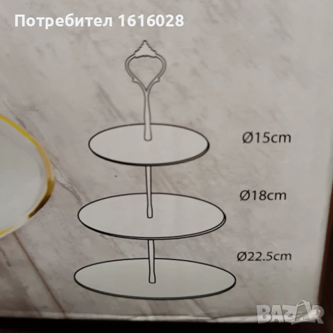 Нов порцеланов поднос - стойка за мъфини,сладки,бонбони и др. на три нива., снимка 7 - Аксесоари за кухня - 53962021