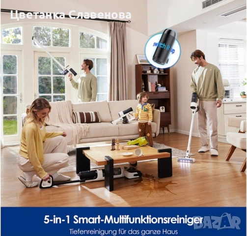 Прахосмукачка Tineco - Floor One S6 Stretch Plus, 5в1, бяла, снимка 13 - Прахосмукачки - 55100439