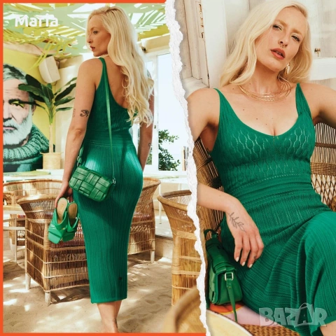 зелена рокля Зара Zara, снимка 2 - Рокли - 54720603