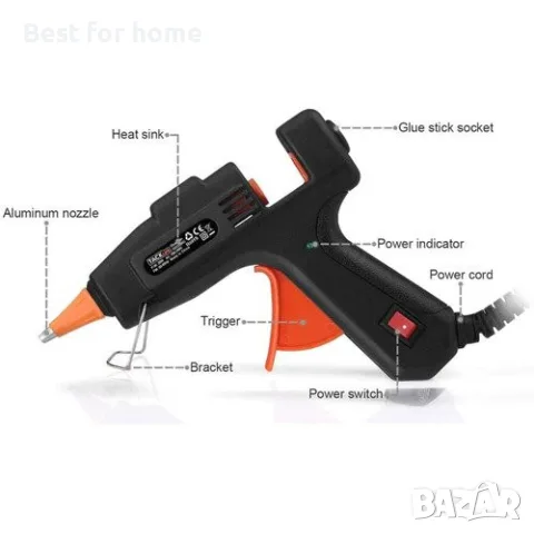 TACKLIFE GGO20AC Мини пистолет за горещо лепене 20W 220VAC с 30 пръчици лепило, снимка 2 - Поялници и запояване - 55556900