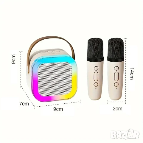 Мини Bluetooth караоке колонка с вградени RGB LED светлини, снимка 4 - Караоке - 54993992