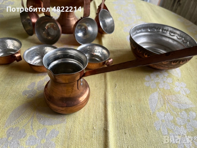Нов медно калайдисан комплект за кафе и ракия , снимка 4 - Сервизи - 54988687
