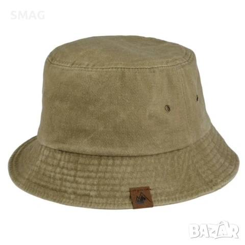 Мъжка bucket шапка памучна тъмнозелена_1235279