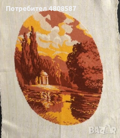 Овален гоблен в оранжеви мотиви