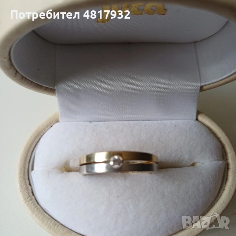 Пръстен/халка/ с диамант и сертификат., снимка 4 - Пръстени - 54729262