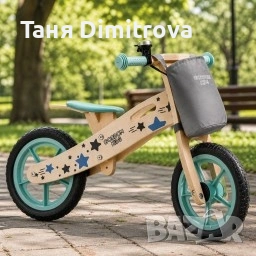 Дървено баланс колело в синьо - 