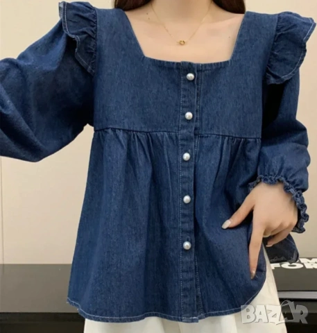 Макси дънкова блуза 