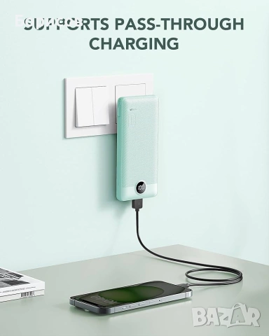 Преносима батерия (power bank) VRURC, модел T1116, с капацитет 10000 mAh и вградени кабели, снимка 10 - Външни батерии - 55068898