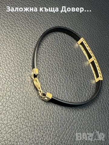 Силиконова гривна със златен кръст 585 14 карата zlatna grivna krast gold, снимка 3 - Гривни - 55149234