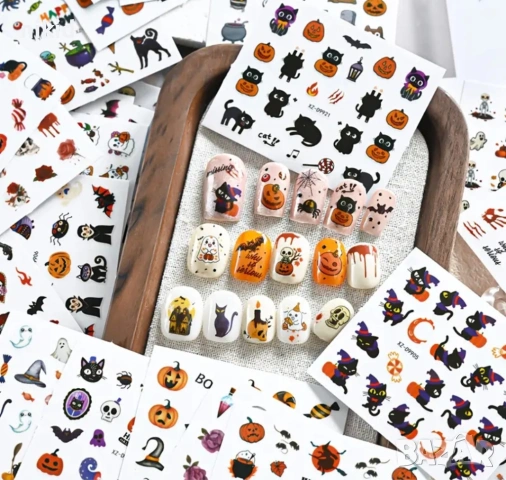 30 бр Хелоуин Halloween слайдер ваденки водни стикери за нокти маникюр декорация, снимка 3 - Продукти за маникюр - 54935688