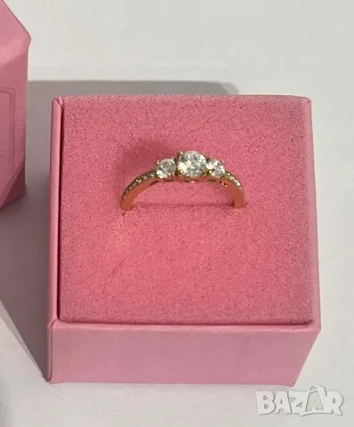 Златен пръстен Swarovski 18к позлатен чисто нов, снимка 4 - Пръстени - 55657307