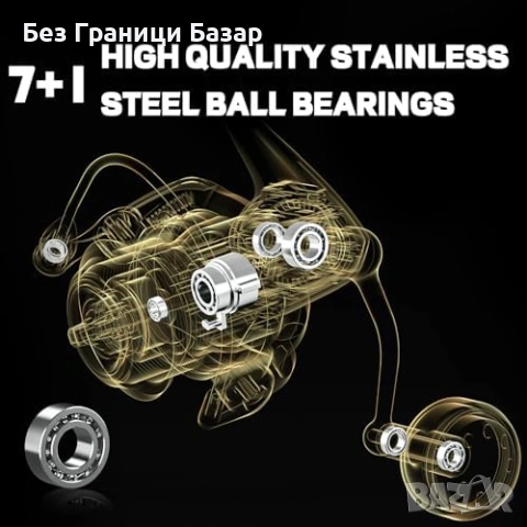 Нова спининг Риболовна макара 7+1 лагера плитка алуминиева шпула за въдица рибар, снимка 6 - Макари - 54108997