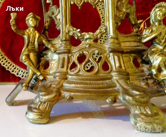 Механичен бронзов часовник,каминен часовник. , снимка 4 - Антикварни и старинни предмети - 55531381