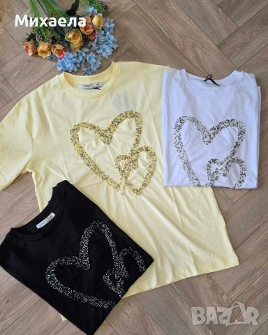Дамски фланелки с камъчета - три цвята - 15€