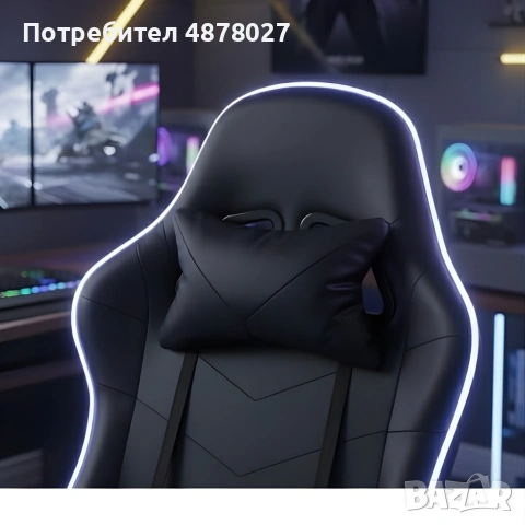 Геймърски стол премиум LED: Ергономичен комфорт със 7 цвята светлинни ефекти и релакс зона, снимка 12 - Столове - 55202278