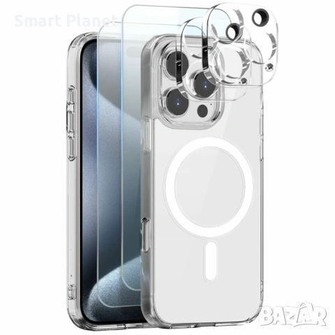 5 в 1 Premium комплект за iPhone - калъф, протектори за екран и протектори за камера