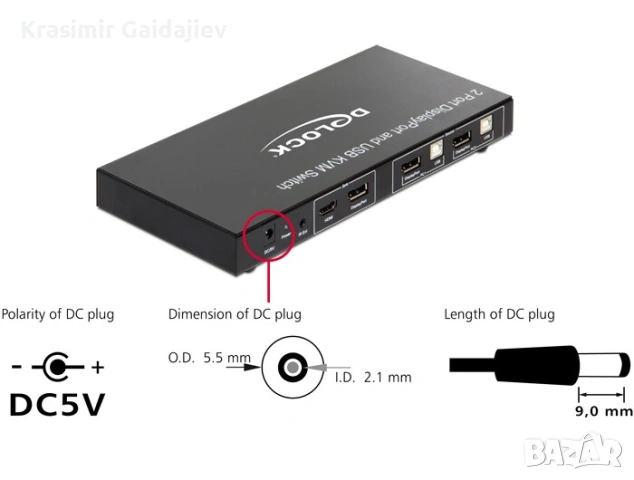 DeLock 2-портов DisplayPort и USB KVM превключвател / KVM / USB превключвател / USB / 2 x KVM / USB , снимка 3 - Кабели и адаптери - 54819907
