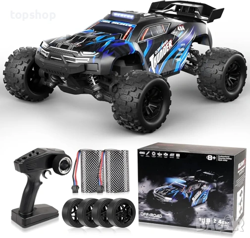 Чисто нова бърза количка с дистанционно Heliway RC 40 км/ч – 4WD, Мащаб 1:18, безчетков мотор ...