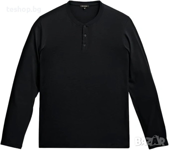 Блуза с дълъг ръкав Womo Homewear Serafino, черна, размер L за мъже