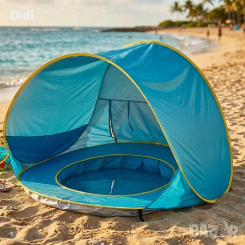 Саморазгъваща плажна палатка с детски басейн 2в1 , снимка 3 - Басейни и аксесоари - 54343091