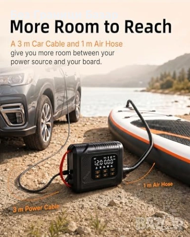 Нова Електрическа SUP помпа 20 PSI 12V за каяк лодка палатка с авто стоп и 6 накрайника, снимка 6 - Друга електроника - 54716849
