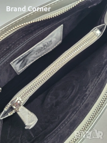 Нова дамска чанта Trussardi Jeans – сребриста, с етикет и сертификат, снимка 6 - Чанти - 54410059