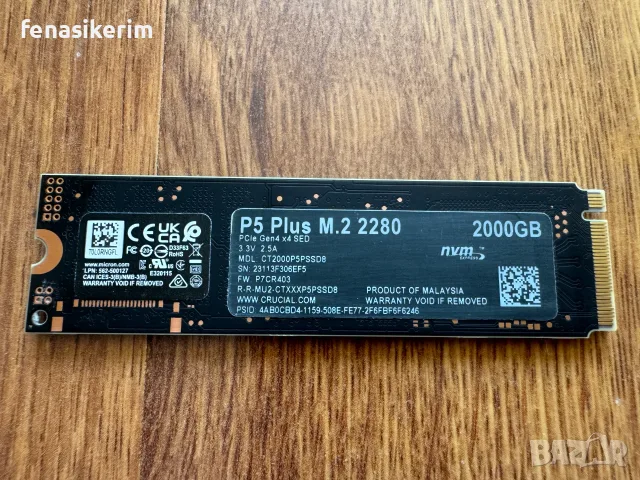 Crucial P5 Plus 2000GB 2TB SSD NVMe SSD Gen 4 x4 PCIe 2280 6600MB/s