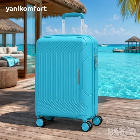 Куфар за ръчен багаж 55x40x23 PP 88001 – твърд куфар с 4 колела и TSA заключване , снимка 3 - Куфари - 55624480