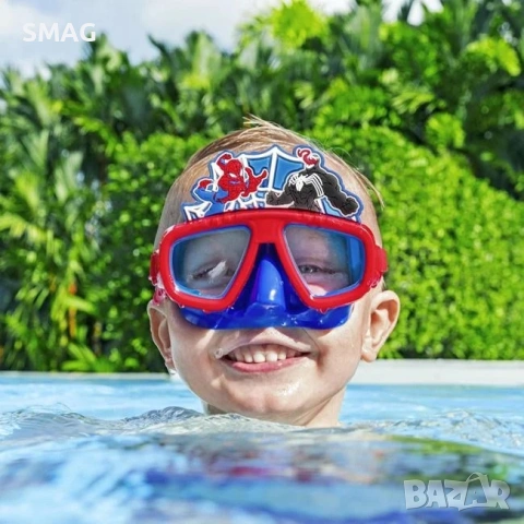 Детска маска за гмуркане червено-синя Spiderman 3+ години – Be_1235812, снимка 4 - Водни спортове - 54451877