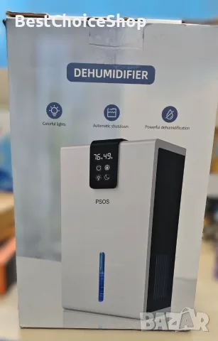 Влагоуловител PSOS, 2.8L, сензорен екран, детекция на влажност и температура, бял, 210x150x360mm, снимка 5 - Влагоабсорбатори и влагоуловители - 55631351