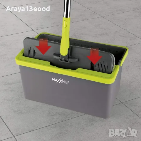 MAXXMEE Комплект плосък моп с кофа 5L, 2-камерна система, снимка 7 - Мопове, кофи, четки и метли - 55485654