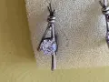 Сребърни обеци с английска закопчалка и кубичен цирконий, Украйна., снимка 2