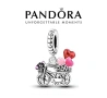 Сребърен талисман 925 за гривни PANDORA Bike with hearts, снимка 1