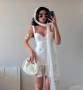 Елегантна мини рокля с шал 🐚, снимка 4