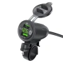 USB зарядно за мотоциклет QC 3.0 36W с LED волтметър – Двоен мото порт, бързо зареждане 10275, снимка 1