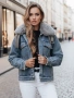 Дамско дънково яке с косъм FURDENIM, снимка 1