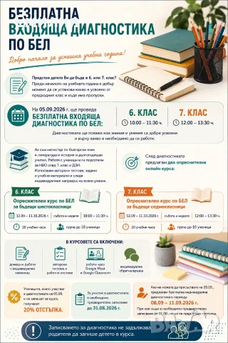 Безплатна онлайн диагностика по БЕЛ за 6. и 7. клас