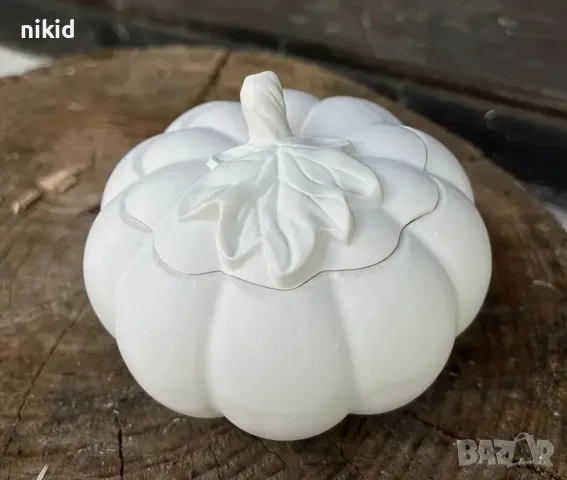 3D Грамадна тиква и капак с листо силиконов молд форма фондан гипс шоколад кашпа саксия кутия смола , снимка 5 - Форми - 42636452