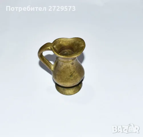 Стара Месингова / Бронзова Кана - Ваза - Миниатюра Бронз 7 см, снимка 4 - Антикварни и старинни предмети - 55618937