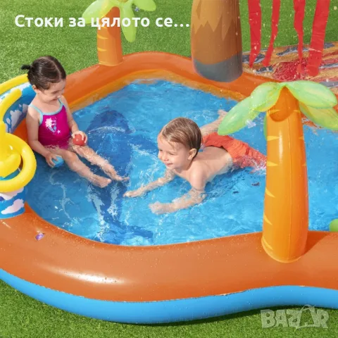 Голям надуваем аквапарк басейн Bestway Lava Lagoon - Пързалка, фонтан, и улеи за топки 265x265 см, снимка 3 - Басейни и аксесоари - 54645946