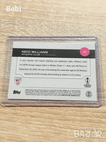 Topps Nico Williams (Athletic Club Bilbao). Gold Refractor /50 (37/50)
, снимка 2 - Колекции - 55319075