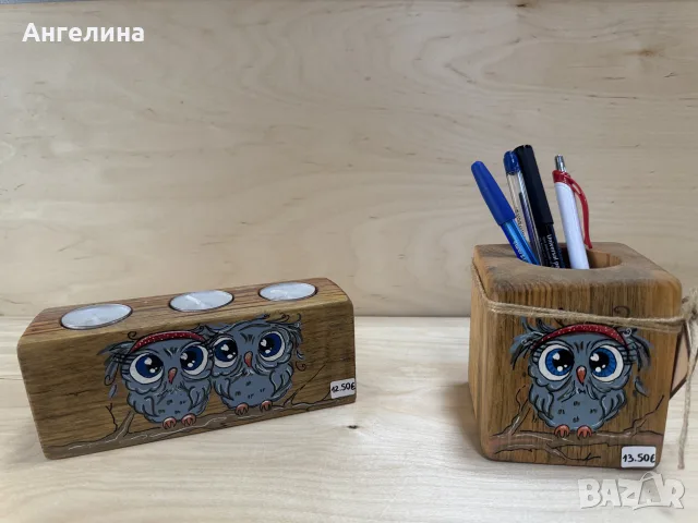 Дървен моливник / Дървен свещник 