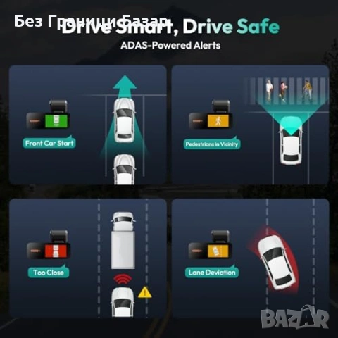 Нов BOTSLAB Видеорегистратор 4K 24/7 Паркинг Режим Гласов Контрол камера кола, снимка 4 - Друга електроника - 54100637