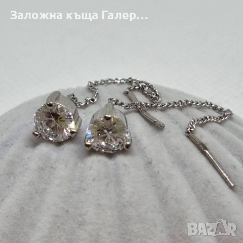 Нови сребърни обеци с инкрустации – проба 925 – 1,90 г