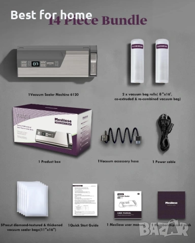 Вакуумна машина за запечатване Mesliese, 95kPa 140W, запечатваща машина за храна , снимка 7 - Други - 54159982